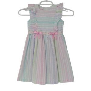 BONNIE JEAN, Colorful line dress, sleeveless, polyester and cotton, Size 4